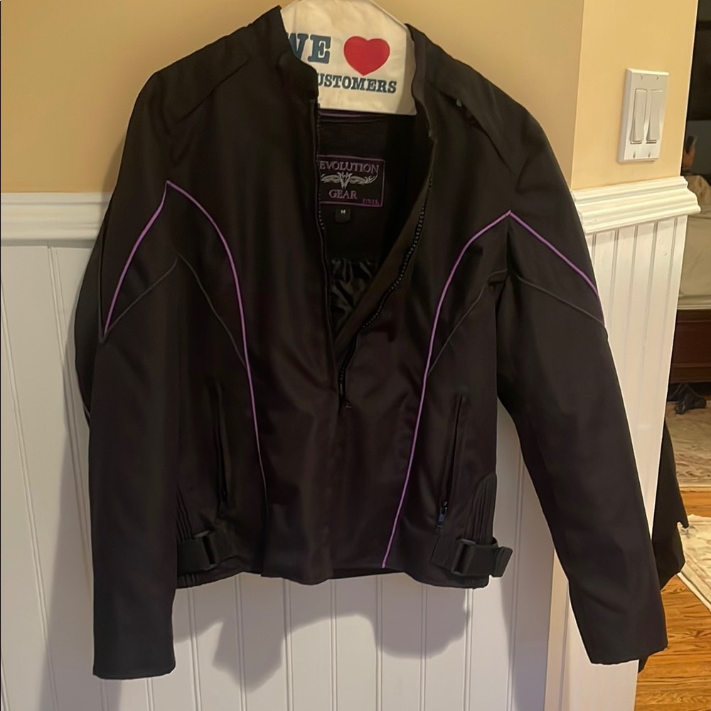 Unik Black and Purple Utility Jacket with Moto Design